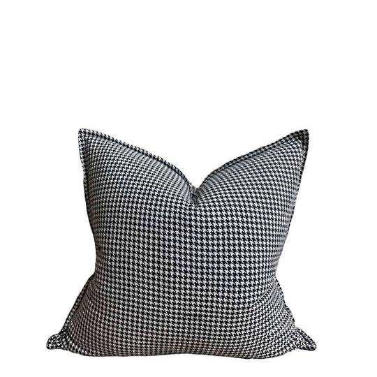 BLACK & WHITE HOUNDSTOOTH  CUSHION COVER WITH 1CM FLANGE